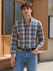 Men's Blue Slim Fit Checked Casual Shirt