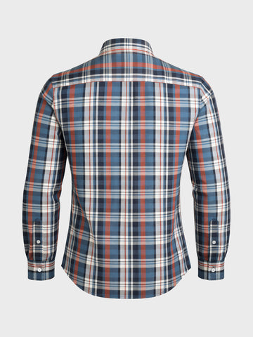 Men's Blue Slim Fit Checked Casual Shirt