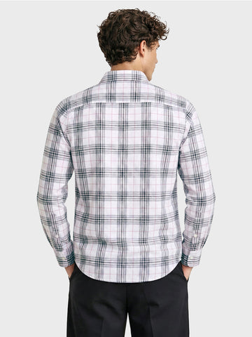 Men's White Slim Fit Checked Casual Shirt