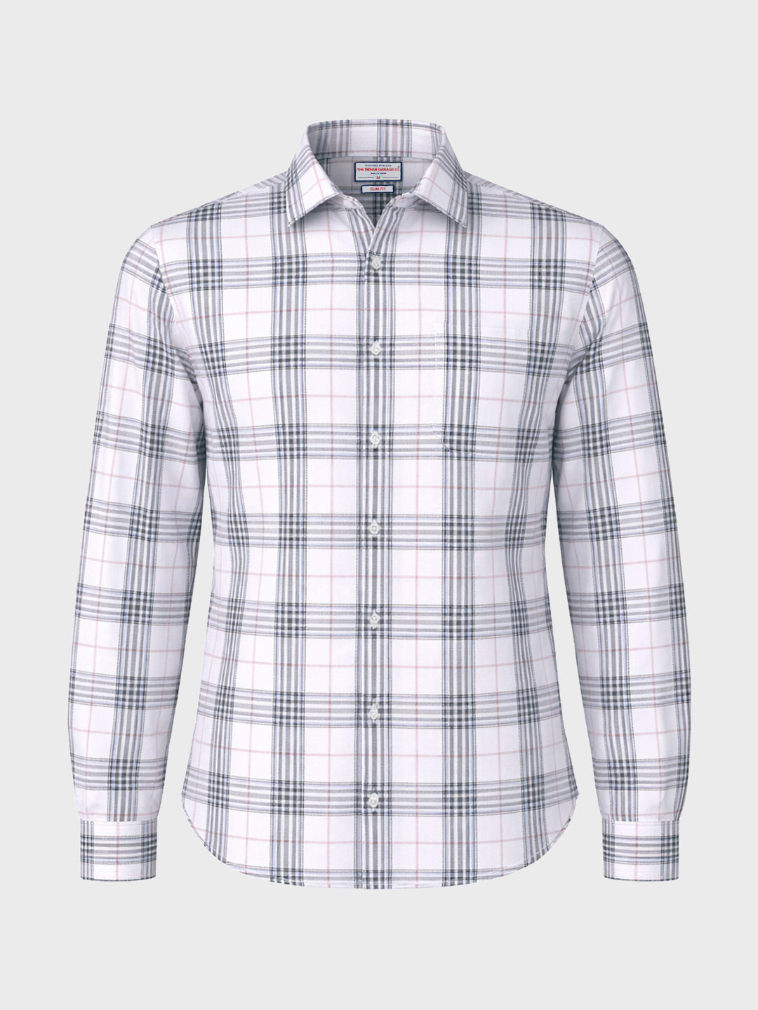 Men's White Slim Fit Checked Casual Shirt