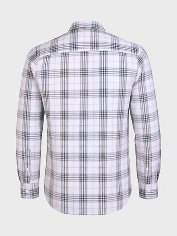 Men's White Slim Fit Checked Casual Shirt