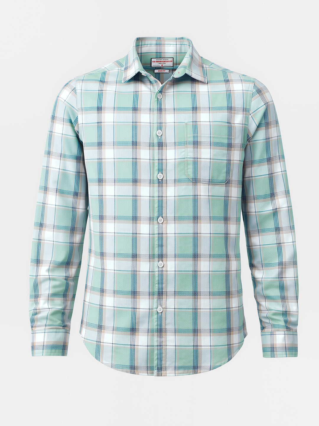Men's Green Slim Fit Checked Casual Shirt