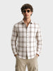 Men's Cream Slim Fit Checked Casual Shirt