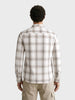Men's Cream Slim Fit Checked Casual Shirt