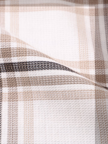 Men's Cream Slim Fit Checked Casual Shirt