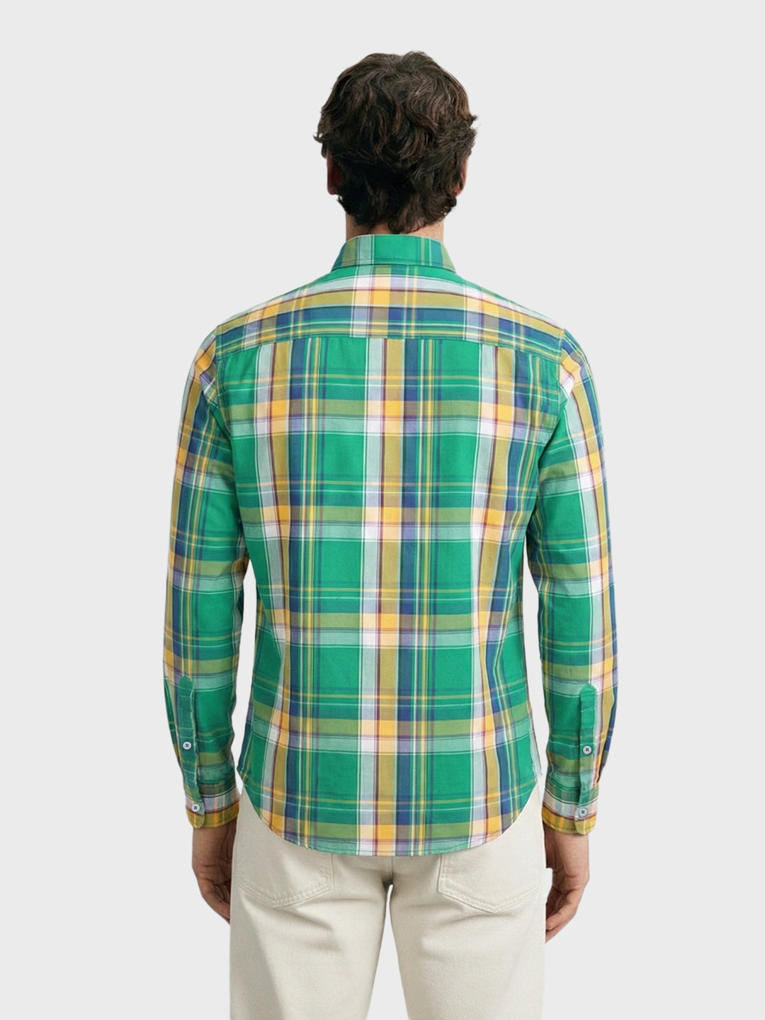 Men's Green Slim Fit Checked Casual Shirt