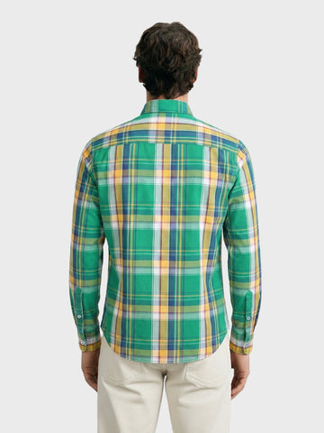 Men's Green Slim Fit Checked Casual Shirt