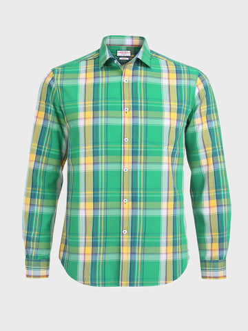 Men's Green Slim Fit Checked Casual Shirt