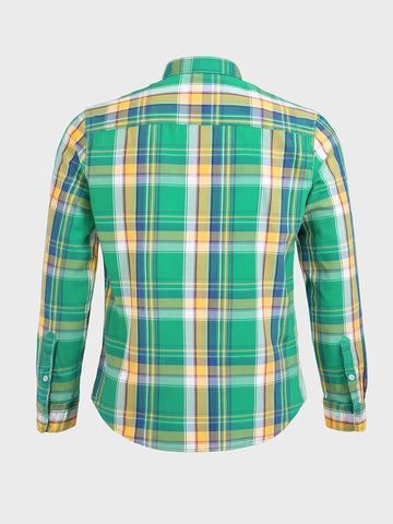 Men's Green Slim Fit Checked Casual Shirt