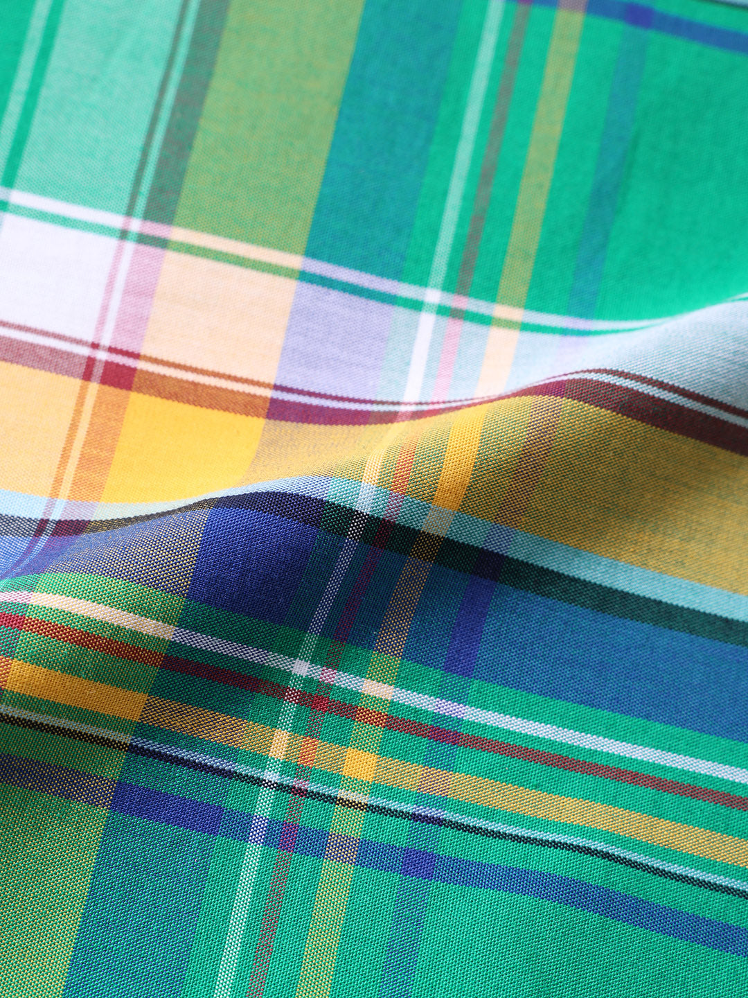 Men's Green Slim Fit Checked Casual Shirt