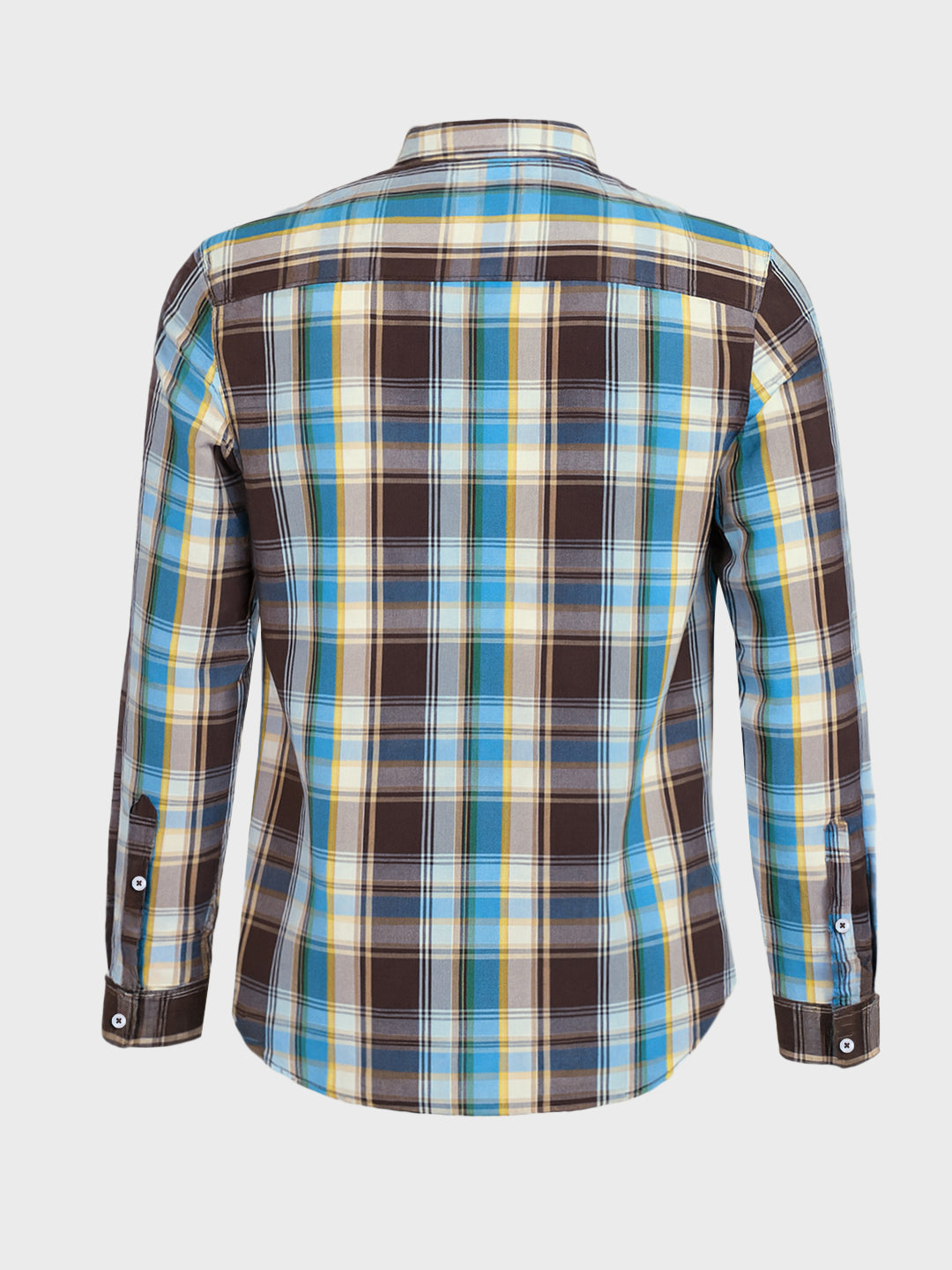 Men's Brown Slim Fit Checked Casual Shirt