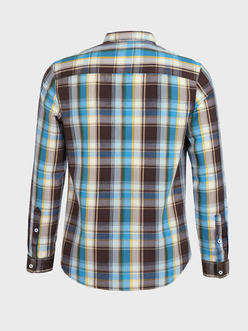 Men's Brown Slim Fit Checked Casual Shirt