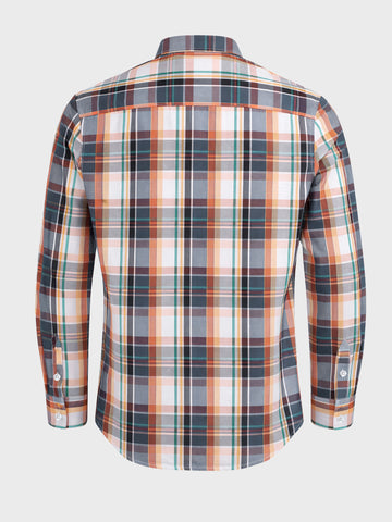 Men's White Slim Fit Checked Casual Shirt