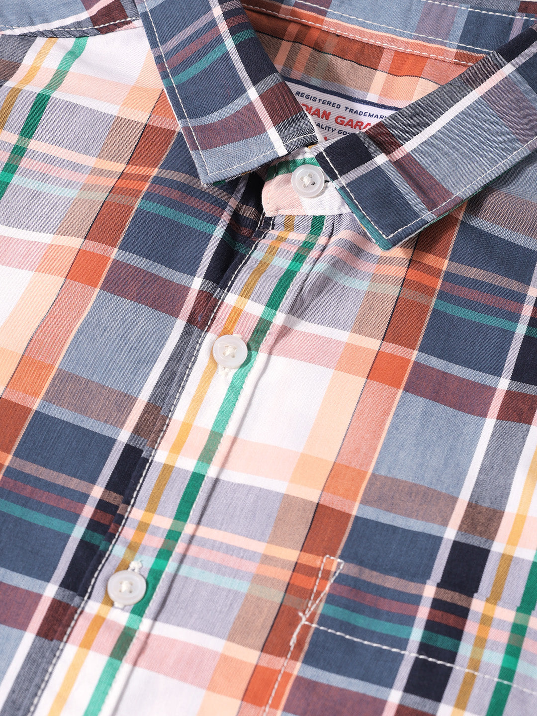 Men's White Slim Fit Checked Casual Shirt