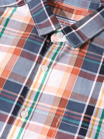 Men's White Slim Fit Checked Casual Shirt