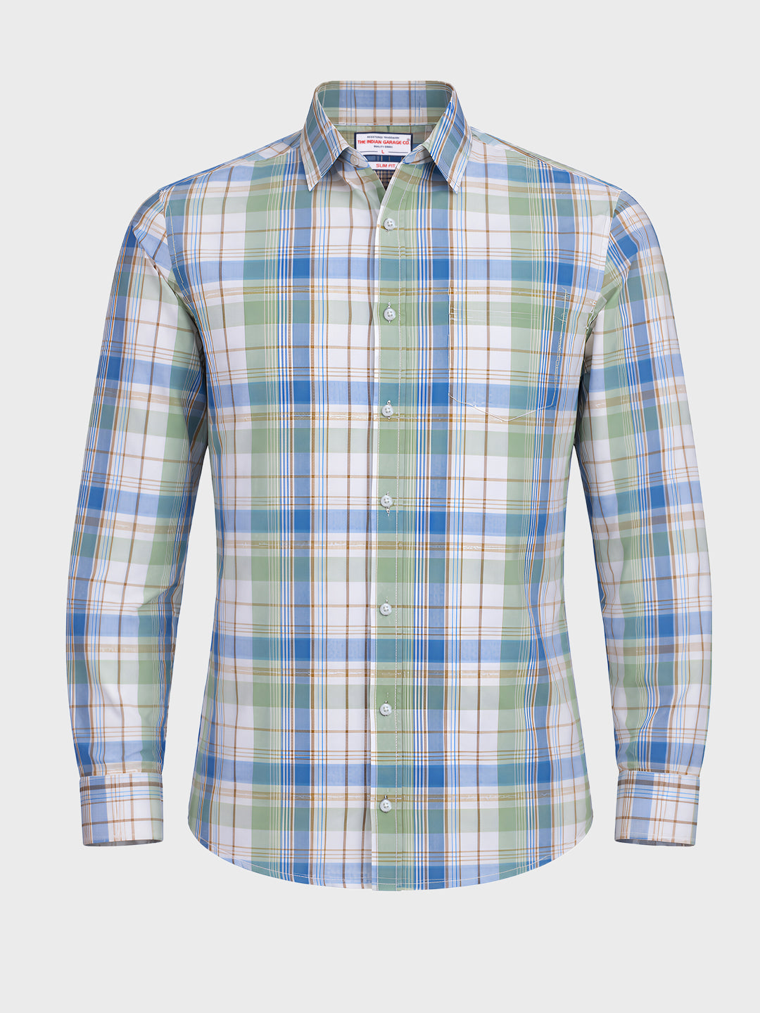 Men's White Slim Fit Checked Casual Shirt