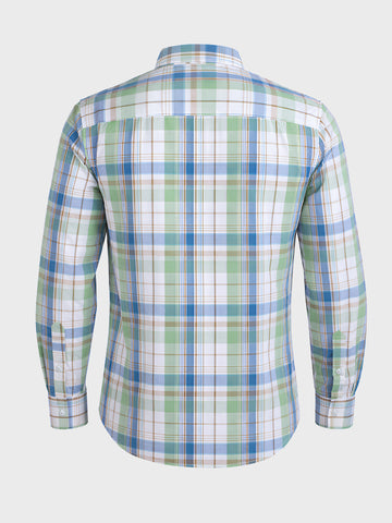 Men's White Slim Fit Checked Casual Shirt