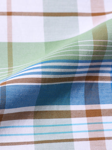 Men's White Slim Fit Checked Casual Shirt