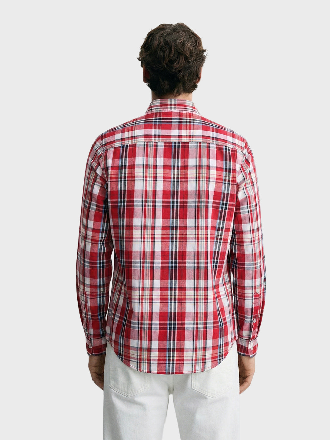 Men's Red Slim Fit Checked Casual Shirt
