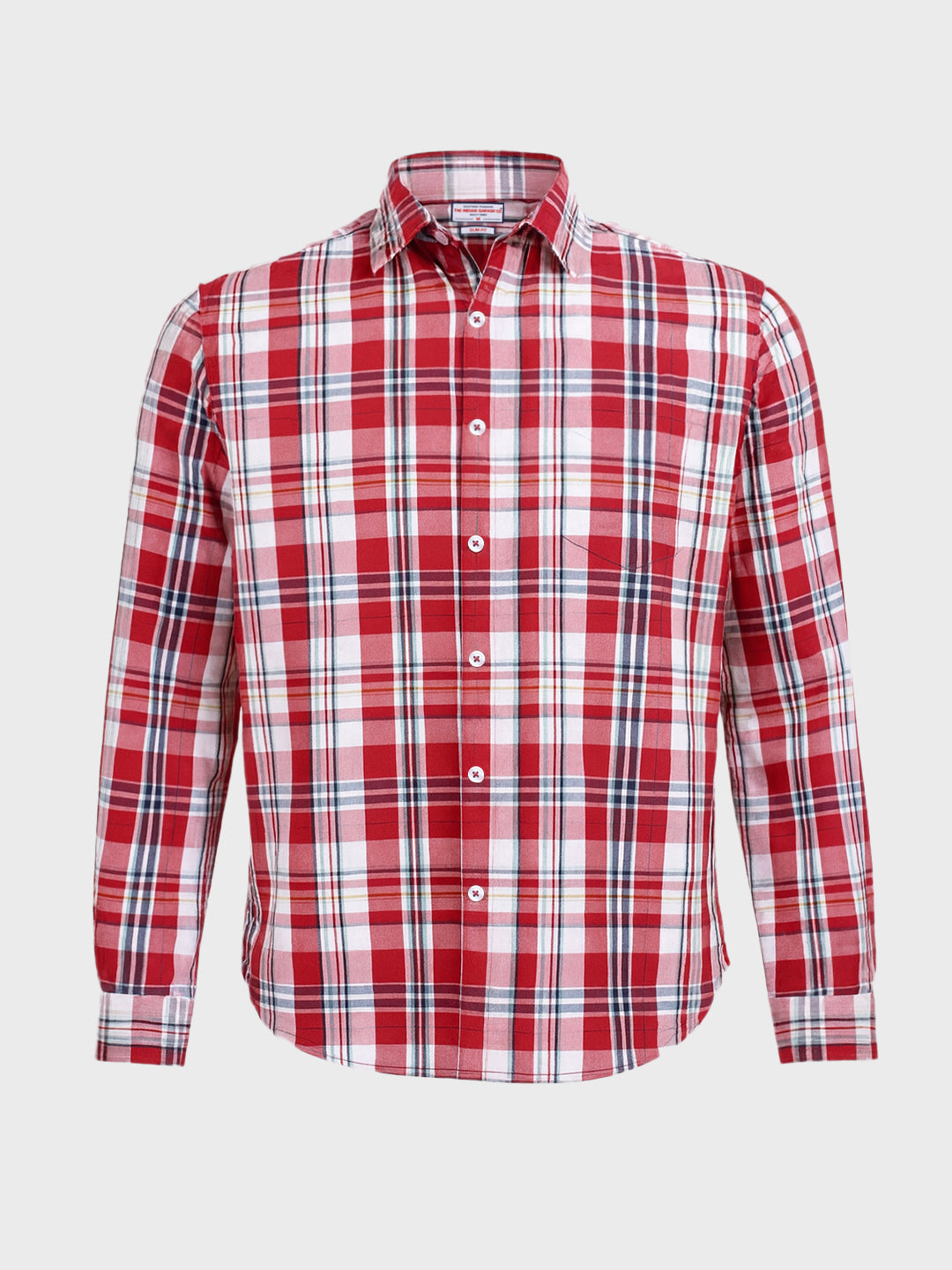 Men's Red Slim Fit Checked Casual Shirt