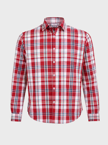 Men's Red Slim Fit Checked Casual Shirt