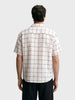 Men's Cream Relaxed Fit Checkered Resort Wear Shirt