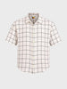 Men's Cream Relaxed Fit Checkered Resort Wear Shirt