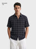 Men's Black Relaxed Fit Checkered Resort Wear Shirt