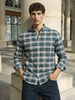 Men's Green Slim Fit Checkered Casual Shirt