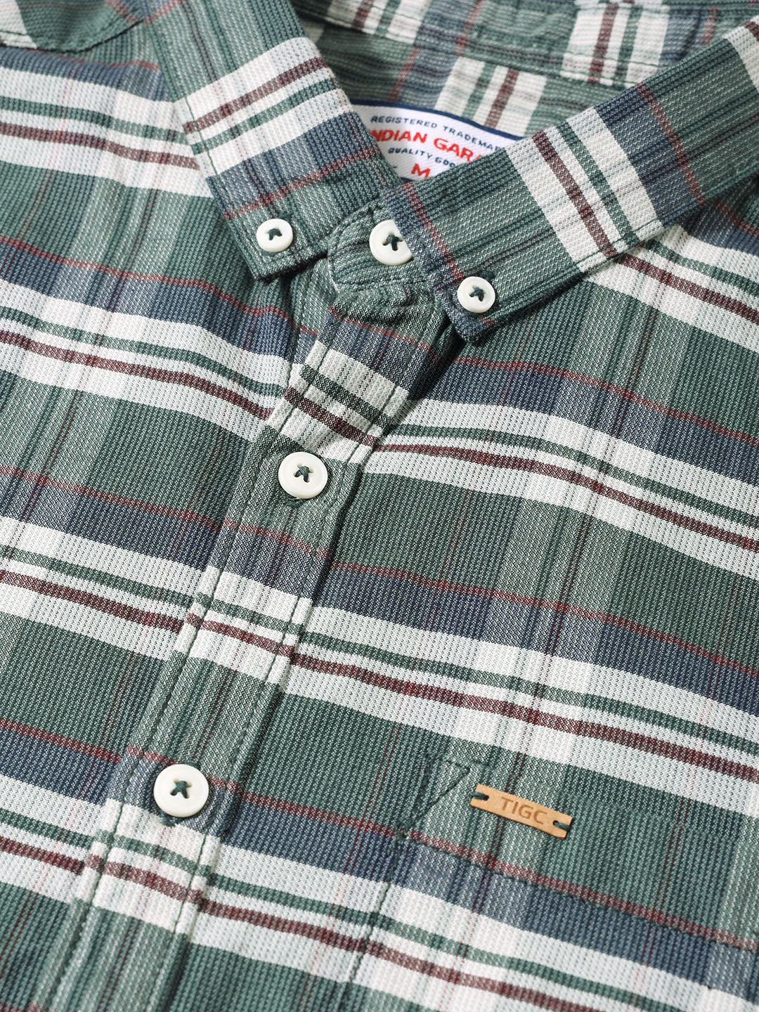 Men's Green Slim Fit Checkered Casual Shirt