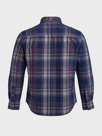 Men's Navy Blue Slim Fit Checkered Casual Shirt