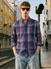 Men's Navy Blue Slim Fit Checkered Casual Shirt