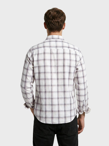 Men's Cream Slim Fit Checkered Casual Shirt