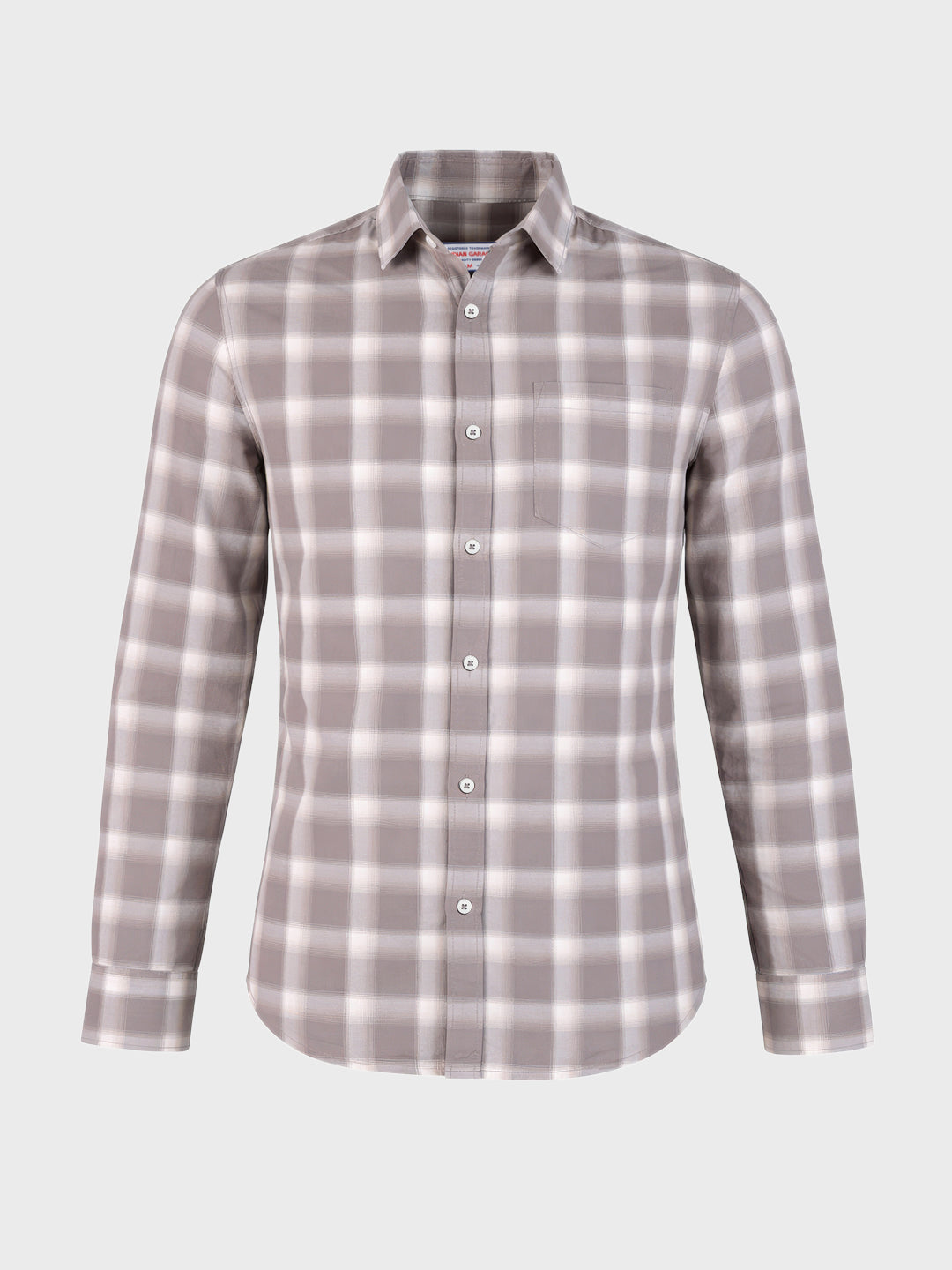 Men's Khaki Slim Fit Checkered Casual Shirt