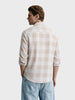 Men's Cream Slim Fit Checkered Casual Shirt