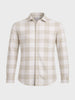 Men's Cream Slim Fit Checkered Casual Shirt