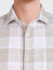 Men's Cream Slim Fit Checkered Casual Shirt