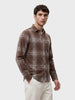 Men's Brown Slim Fit Checkered Casual Shirt