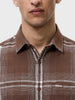 Men's Brown Slim Fit Checkered Casual Shirt
