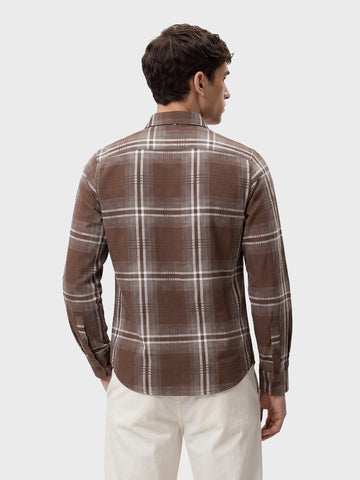 Men's Brown Slim Fit Checkered Casual Shirt