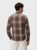 Men's Brown Slim Fit Checkered Casual Shirt