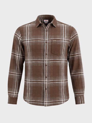 Men's Brown Slim Fit Checkered Casual Shirt