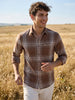 Men's Brown Slim Fit Checkered Casual Shirt