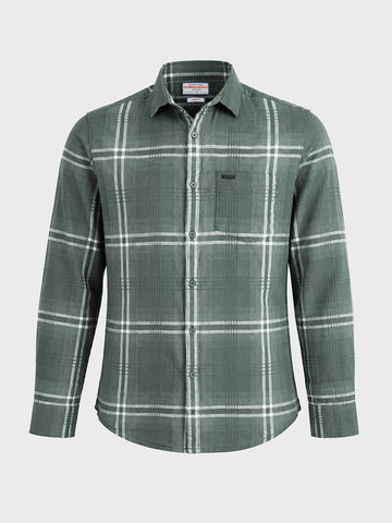 Men's Green Slim Fit Checkered Casual Shirt