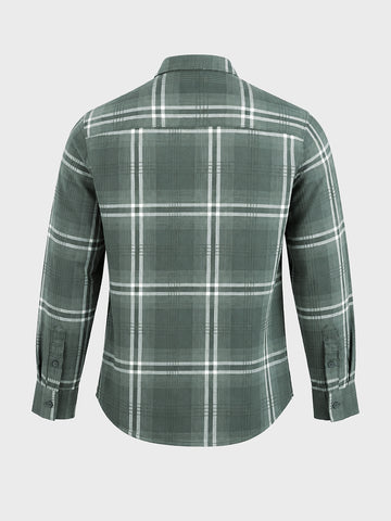 Men's Green Slim Fit Checkered Casual Shirt