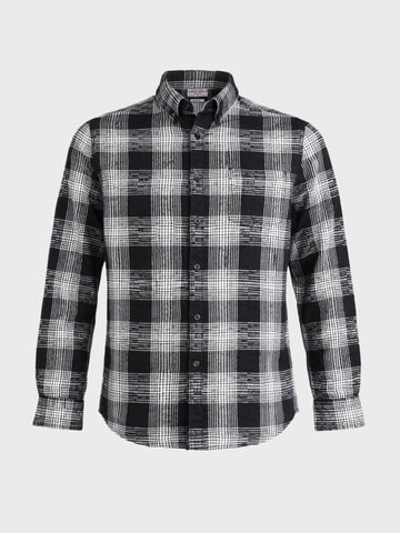 Men's Black Slim Fit Checkered Casual Shirt