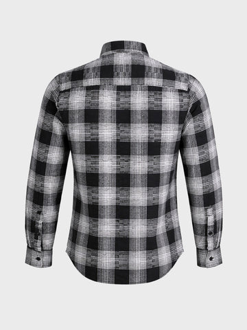 Men's Black Slim Fit Checkered Casual Shirt
