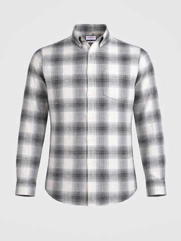 Men's Cream Slim Fit Checkered Casual Shirt