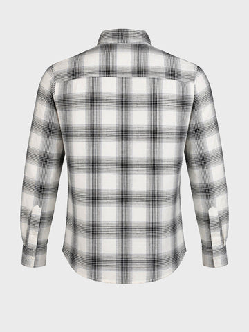Men's Cream Slim Fit Checkered Casual Shirt