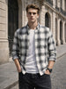 Men's Cream Slim Fit Checkered Casual Shirt